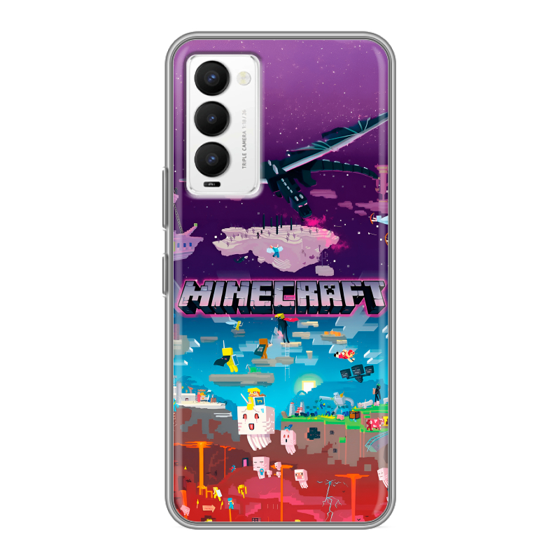 Силиконовый противоударный чехол на Tecno Camon 18 с принтом Майнкрафт Minecraft Силиконовый противоударный чехол на Tecno Camon 18 с принтом Майнкрафт Minecraft