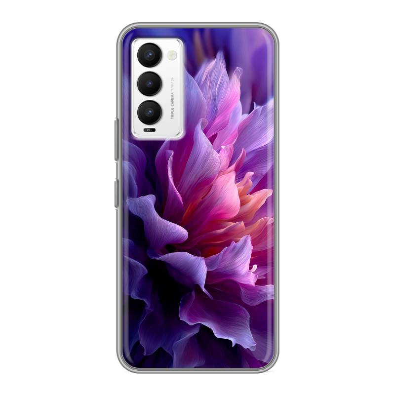 Силиконовый противоударный чехол на Tecno Camon 18 с принтом женский цветы Силиконовый противоударный чехол на Tecno Camon 18 с принтом женский цветы