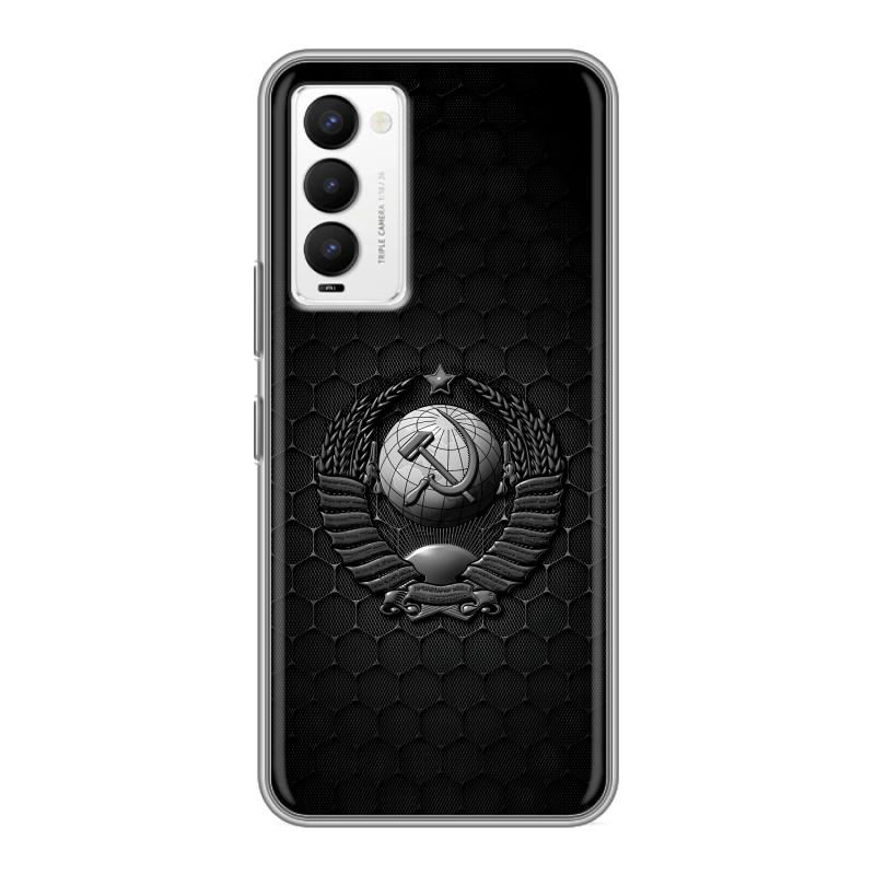 Силиконовый противоударный чехол на Tecno Camon 18 с принтом Герб Флаг СССР Силиконовый противоударный чехол на Tecno Camon 18 с принтом Герб Флаг СССР