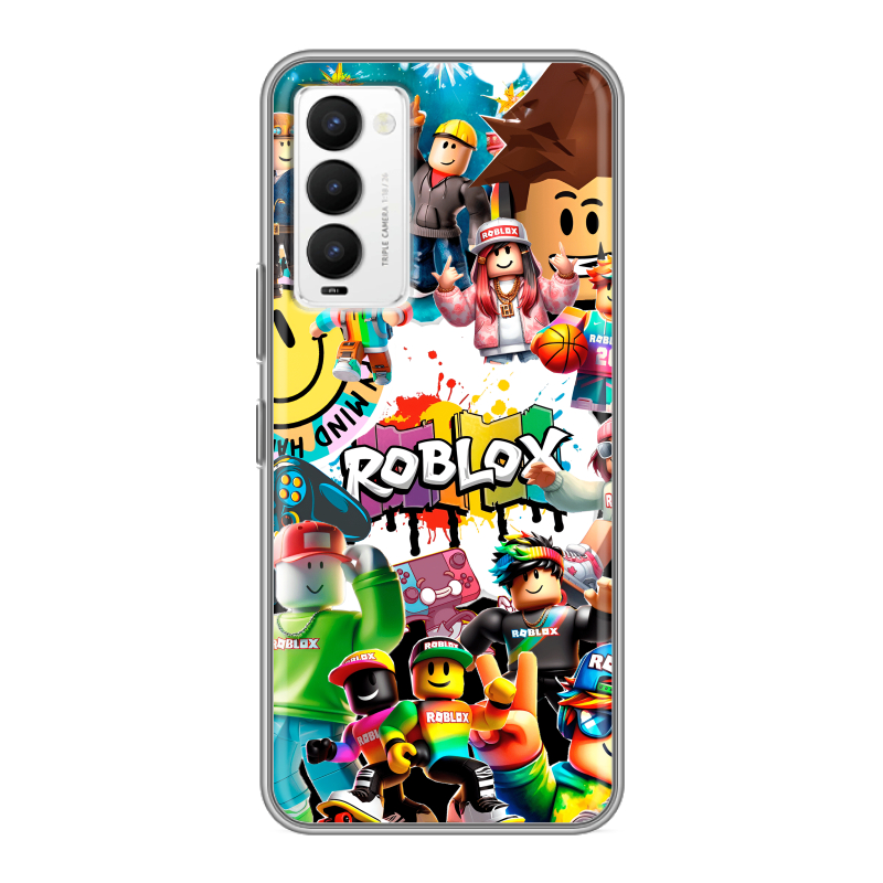 Силиконовый противоударный чехол на Tecno Camon 18 с принтом Roblox Роблокс Силиконовый противоударный чехол на Tecno Camon 18 с принтом Roblox Роблокс
