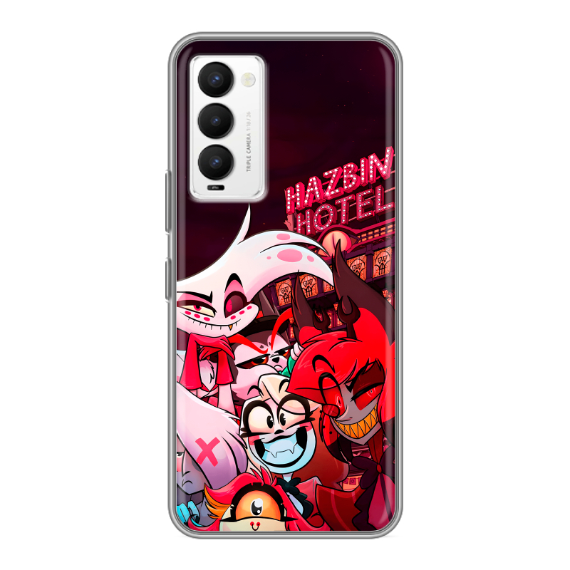 Силиконовый противоударный чехол на Tecno Camon 18 с принтом Hazbin Hotel Отель Хазбин Силиконовый противоударный чехол на Tecno Camon 18 с принтом Hazbin Hotel Отель Хазбин