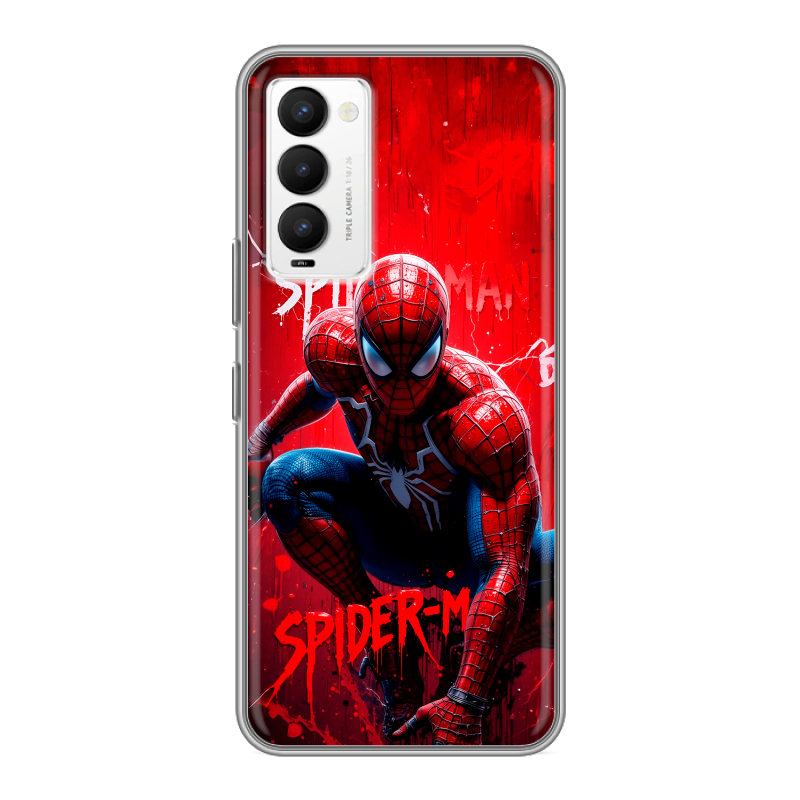Силиконовый противоударный чехол на Tecno Camon 18 с принтом Spiderman Человек паук Силиконовый противоударный чехол на Tecno Camon 18 с принтом Spiderman Человек паук