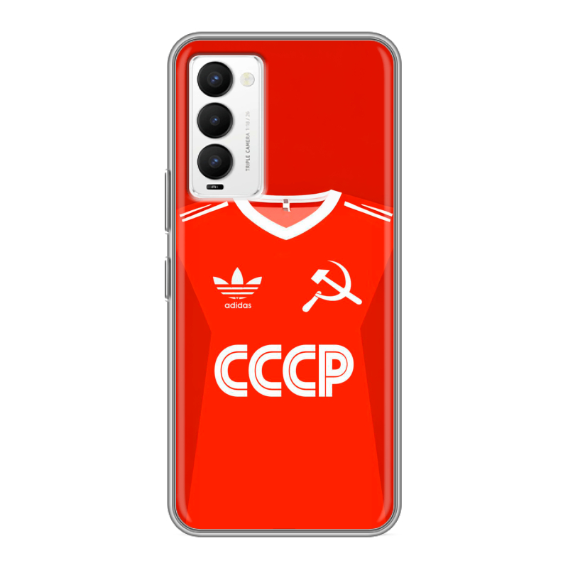 Силиконовый противоударный чехол на Tecno Camon 18 с принтом Флаг Герб СССР Силиконовый противоударный чехол на Tecno Camon 18 с принтом Флаг Герб СССР
