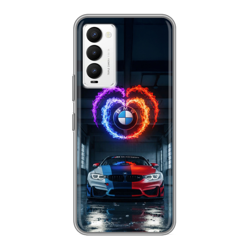 Силиконовый противоударный чехол на Tecno Camon 18 с принтом BMW БМВ Силиконовый противоударный чехол на Tecno Camon 18 с принтом BMW БМВ