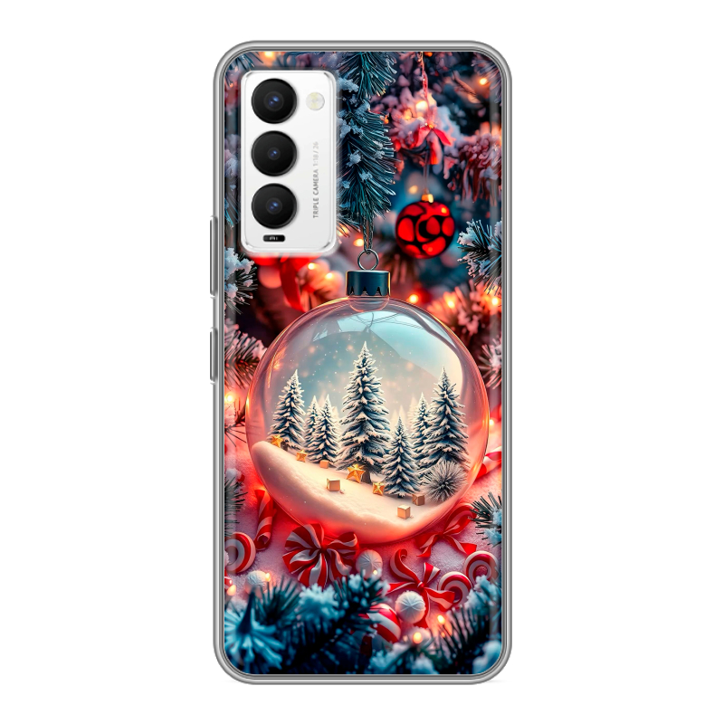 Силиконовый противоударный чехол на Tecno Camon 18 с принтом Новый год Силиконовый противоударный чехол на Tecno Camon 18 с принтом Новый год