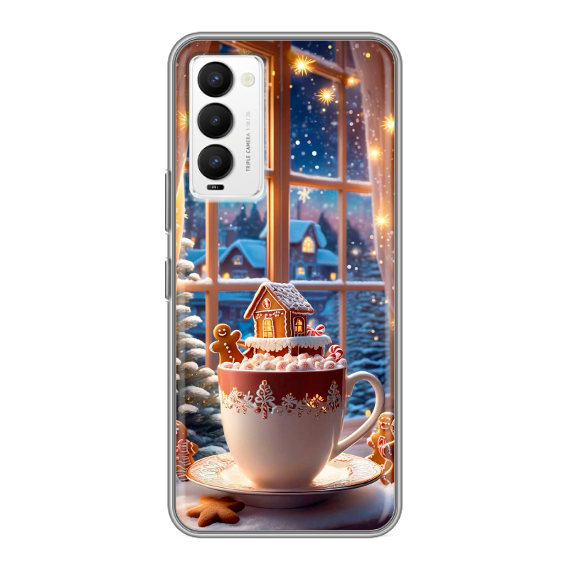Силиконовый противоударный чехол на Tecno Camon 18 с принтом Новый год Силиконовый противоударный чехол на Tecno Camon 18 с принтом Новый год
