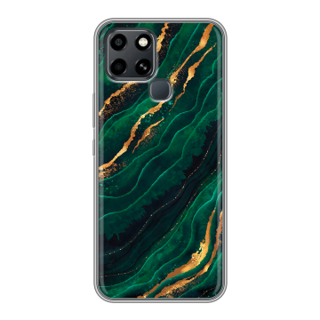 Силиконовый чехол на Infinix Smart 6 с принтом Мрамор зеленое золото