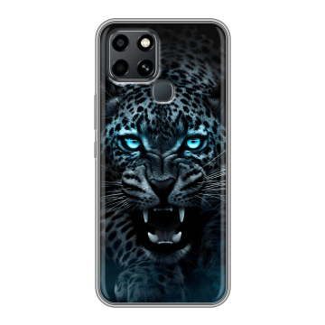 Силиконовый чехол на Infinix Smart 6 с принтом Темный леопард