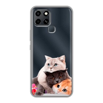 Силиконовый чехол на Infinix Smart 6 с принтом Кошки