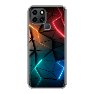 Силиконовый чехол на Infinix Smart 6 с принтом Абстракция неон