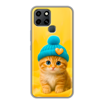 Силиконовый чехол на Infinix Smart 6 с принтом Котенок в шапке