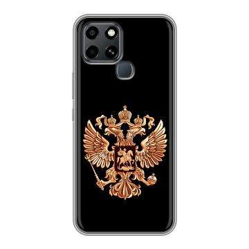 Силиконовый чехол на Infinix Smart 6 с принтом Герб России золотой Силиконовый чехол на Infinix Smart 6 с принтом Герб России золотой