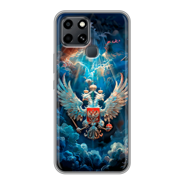 Силиконовый чехол на Infinix Smart 6 с принтом Герб флаг России