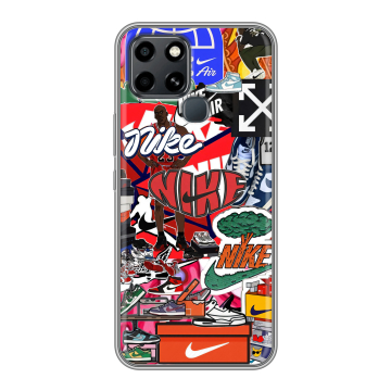 Силиконовый чехол на Infinix Smart 6 с принтом Найк Nike яркий