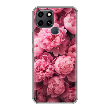 Силиконовый чехол на Infinix Smart 6 с принтом цветы пионы