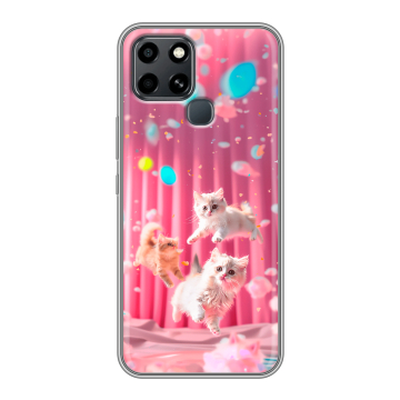 Силиконовый чехол на Infinix Smart 6 с принтом милые котики