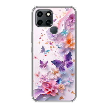 Силиконовый чехол на Infinix Smart 6 с принтом цветы бабочки