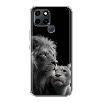 Силиконовый чехол на Infinix Smart 6 с принтом Лев кошки