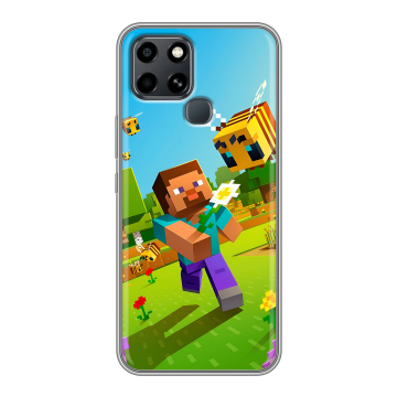Силиконовый чехол на Infinix Smart 6 с принтом Майнкрафт Minecraft