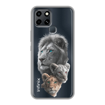 Силиконовый чехол на Infinix Smart 6 с принтом Львы