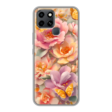 Силиконовый чехол на Infinix Smart 6 с принтом Цветы и бабочки