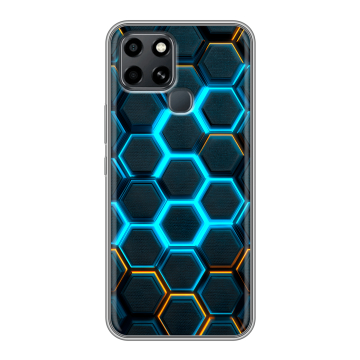 Силиконовый чехол на Infinix Smart 6 с принтом Неоновые соты