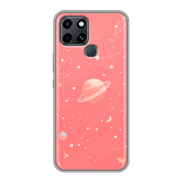 Силиконовый чехол на Infinix Smart 6 с принтом Розовый космос