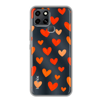 Силиконовый чехол на Infinix Smart 6 с принтом Сердечки