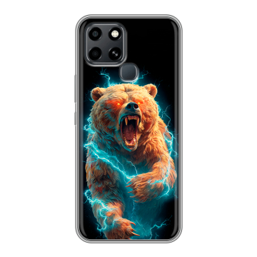 Силиконовый чехол на Infinix Smart 6 с принтом Медведь