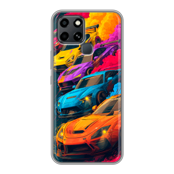Силиконовый чехол на Infinix Smart 6 с принтом Тачки