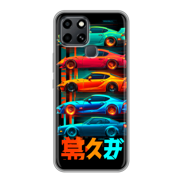 Силиконовый чехол на Infinix Smart 6 с принтом машины тачки