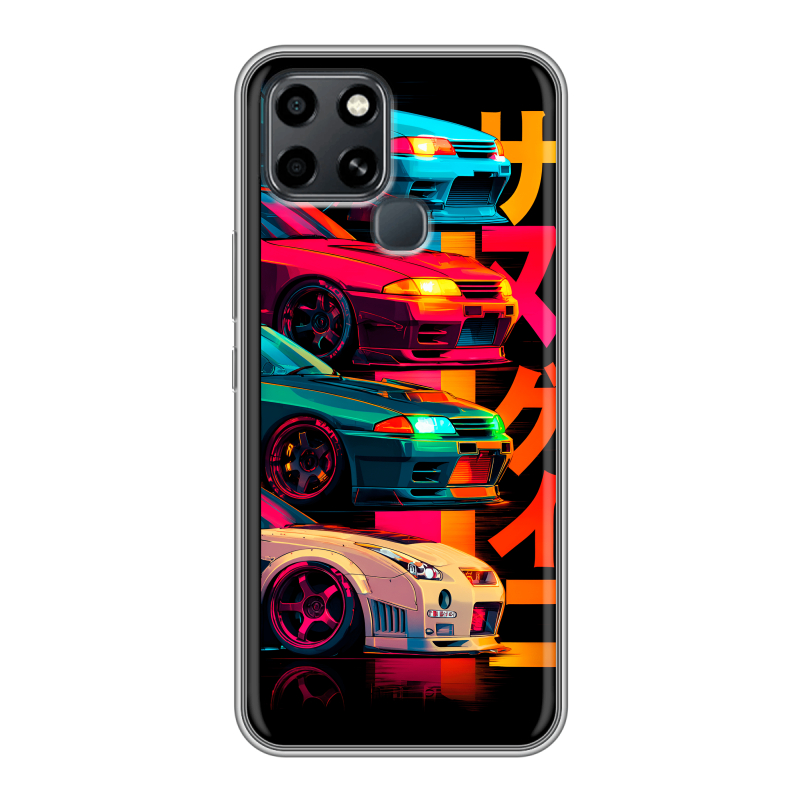 Силиконовый чехол на Infinix Smart 6 с принтом Гоночные машины Силиконовый чехол на Infinix Smart 6 с принтом Гоночные машины