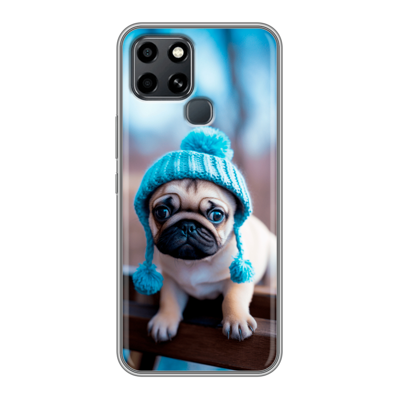 Силиконовый чехол на Infinix Smart 6 с принтом Мопс в шапке Силиконовый чехол на Infinix Smart 6 с принтом Мопс в шапке