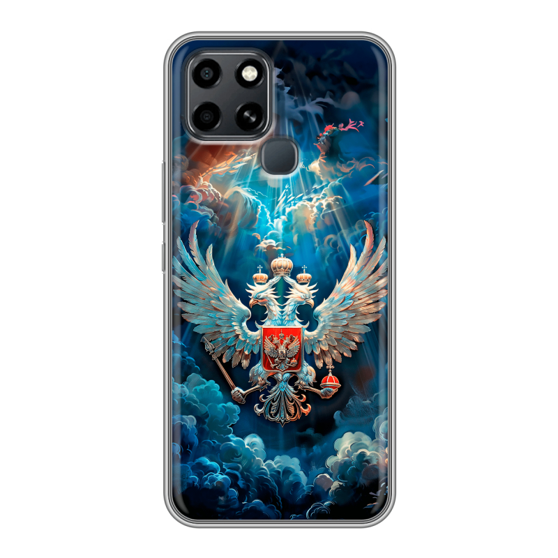 Силиконовый противоударный чехол на Infinix Smart 6 с принтом Герб флаг России Силиконовый противоударный чехол на Infinix Smart 6 с принтом Герб флаг России
