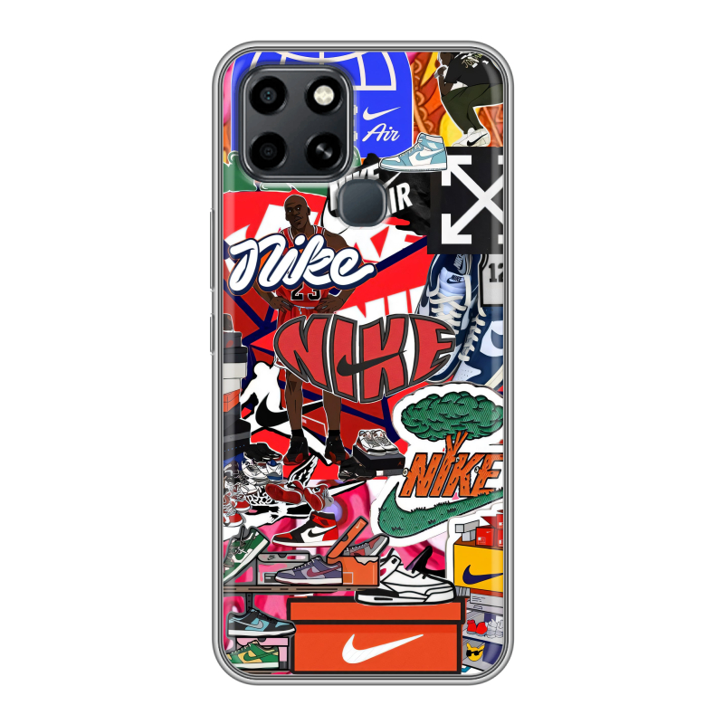 Силиконовый чехол на Infinix Smart 6 с принтом Найк Nike яркий Силиконовый чехол на Infinix Smart 6 с принтом Найк Nike яркий