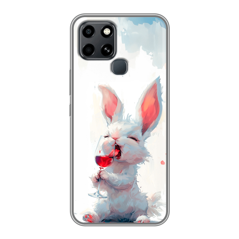 Силиконовый противоударный чехол на Infinix Smart 6 с принтом кролик зайчик Силиконовый противоударный чехол на Infinix Smart 6 с принтом кролик зайчик