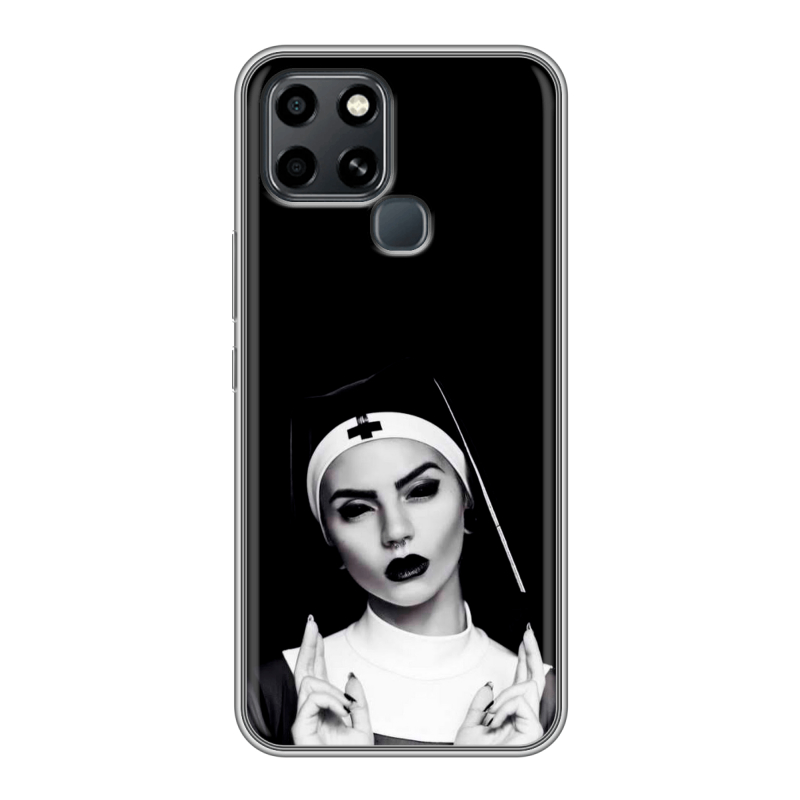 Силиконовый чехол на Infinix Smart 6 с принтом монашка Силиконовый чехол на Infinix Smart 6 с принтом монашка