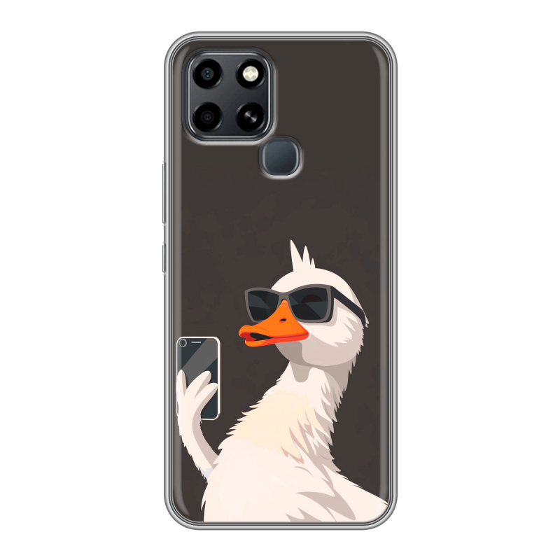 Силиконовый чехол на Infinix Smart 6 с принтом утка в очках Силиконовый чехол на Infinix Smart 6 с принтом утка в очках