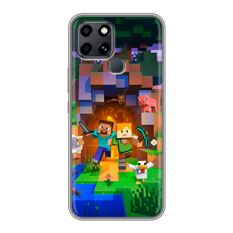 Силиконовый противоударный чехол на Infinix Smart 6 с принтом Майнкрафт Minecraft Силиконовый противоударный чехол на Infinix Smart 6 с принтом Майнкрафт Minecraft