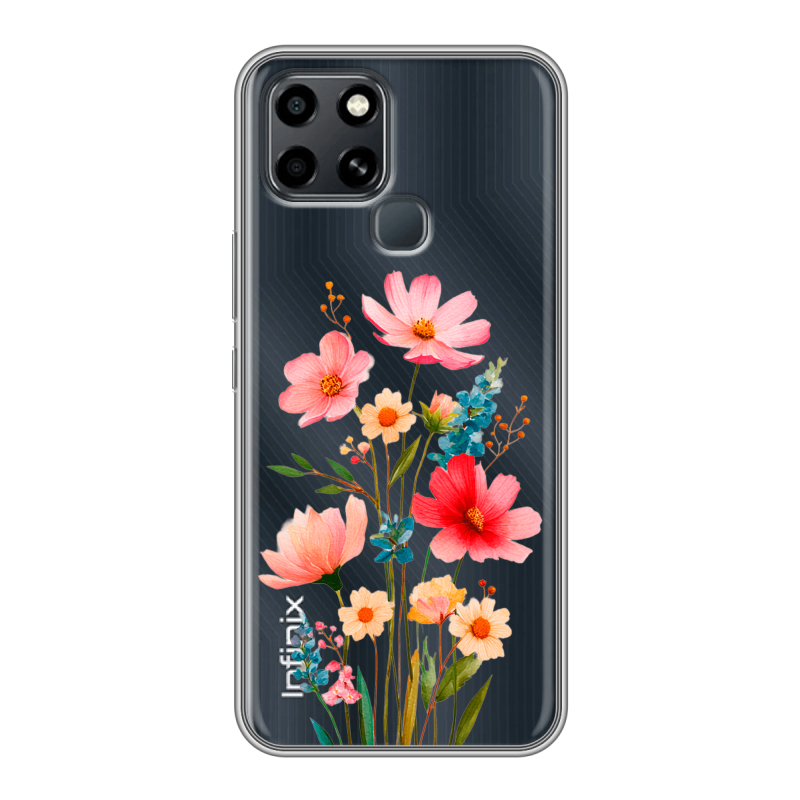 Силиконовый противоударный чехол на Infinix Smart 6 с принтом Цветы Силиконовый противоударный чехол на Infinix Smart 6 с принтом Цветы