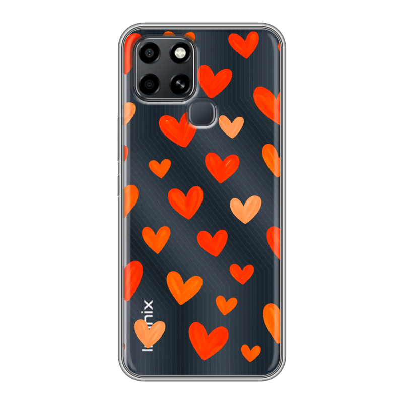 Силиконовый чехол на Infinix Smart 6 с принтом Сердечки Силиконовый чехол на Infinix Smart 6 с принтом Сердечки