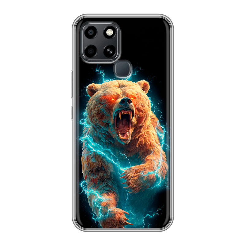 Силиконовый чехол на Infinix Smart 6 с принтом Медведь Силиконовый чехол на Infinix Smart 6 с принтом Медведь