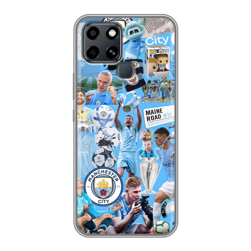 Силиконовый противоударный чехол на Infinix Smart 6 с принтом Man City Манчестер Сити Силиконовый противоударный чехол на Infinix Smart 6 с принтом Man City Манчестер Сити