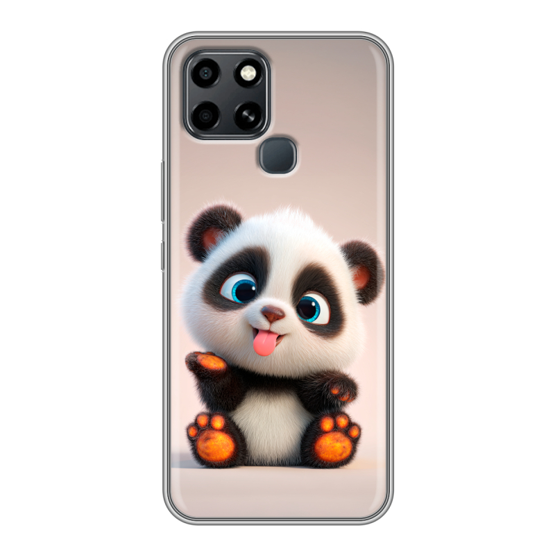 Силиконовый чехол на Infinix Smart 6 с принтом милая панда Силиконовый чехол на Infinix Smart 6 с принтом милая панда