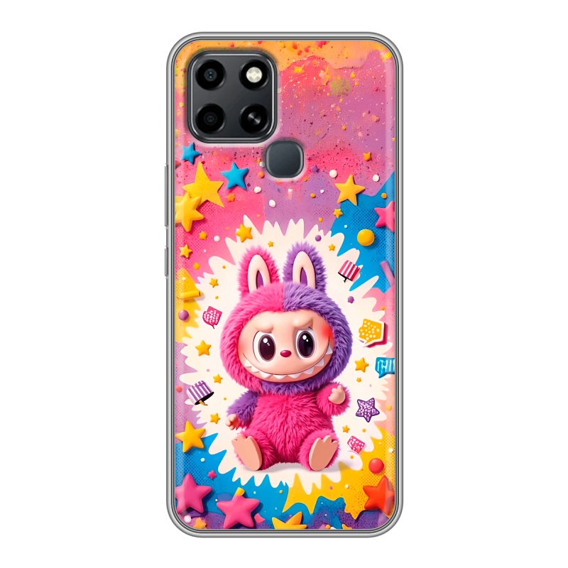 Силиконовый противоударный чехол на Infinix Smart 6 с принтом Labubu Лабубу Силиконовый противоударный чехол на Infinix Smart 6 с принтом Labubu Лабубу