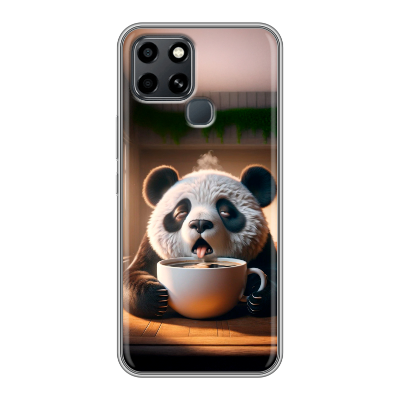 Силиконовый чехол на Infinix Smart 6 с принтом смешная панда Силиконовый чехол на Infinix Smart 6 с принтом смешная панда