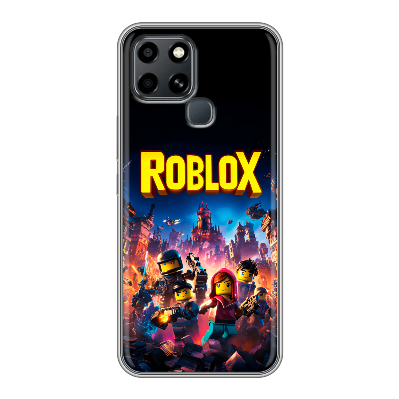 Силиконовый противоударный чехол на Infinix Smart 6 с принтом Roblox Роблокс Силиконовый противоударный чехол на Infinix Smart 6 с принтом Roblox Роблокс