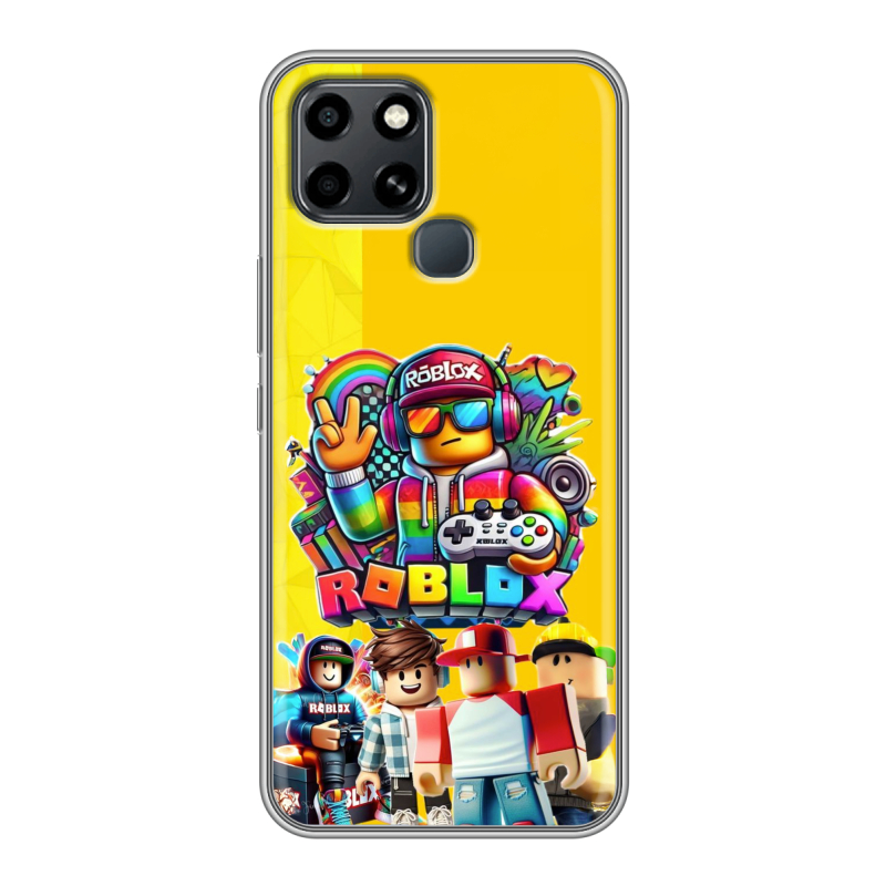 Силиконовый противоударный чехол на Infinix Smart 6 с принтом Roblox Роблокс Силиконовый противоударный чехол на Infinix Smart 6 с принтом Roblox Роблокс