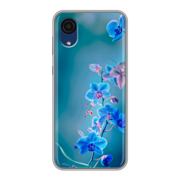 Силиконовый чехол на Samsung Galaxy A03 Core с принтом Голубые цветы Силиконовый чехол на Samsung Galaxy A03 Core с принтом Голубые цветы