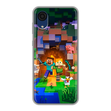 Силиконовый чехол на Samsung Galaxy A03 Core с принтом Майнкрафт Minecraft